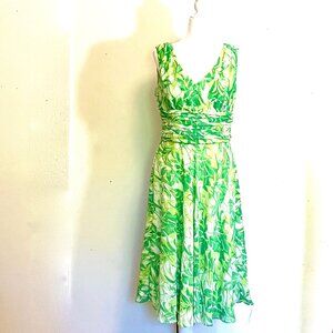 GREENS! Sheer Fabric Sleeveless Dress, Size 10, Empire Waist Gathered